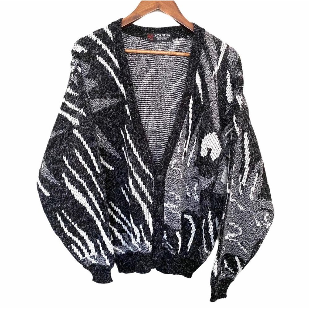 Vintage Abstract Grandpa Scandia Cardigan Sweater